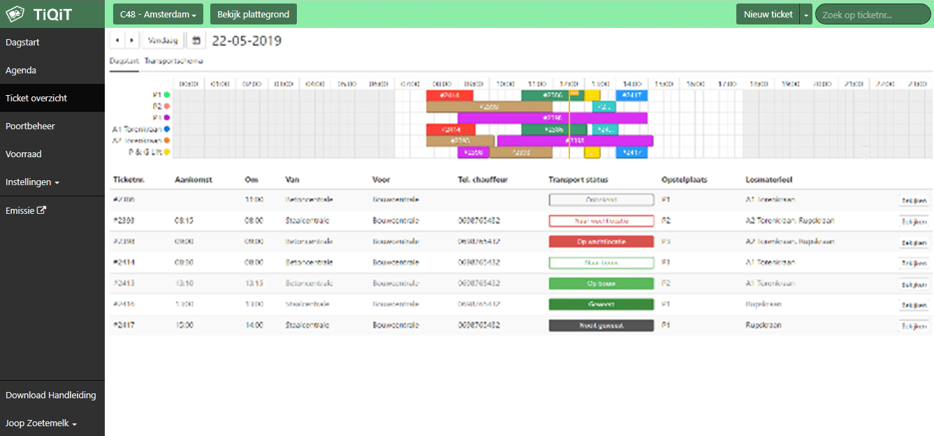 Bouwticket module - dagstart
