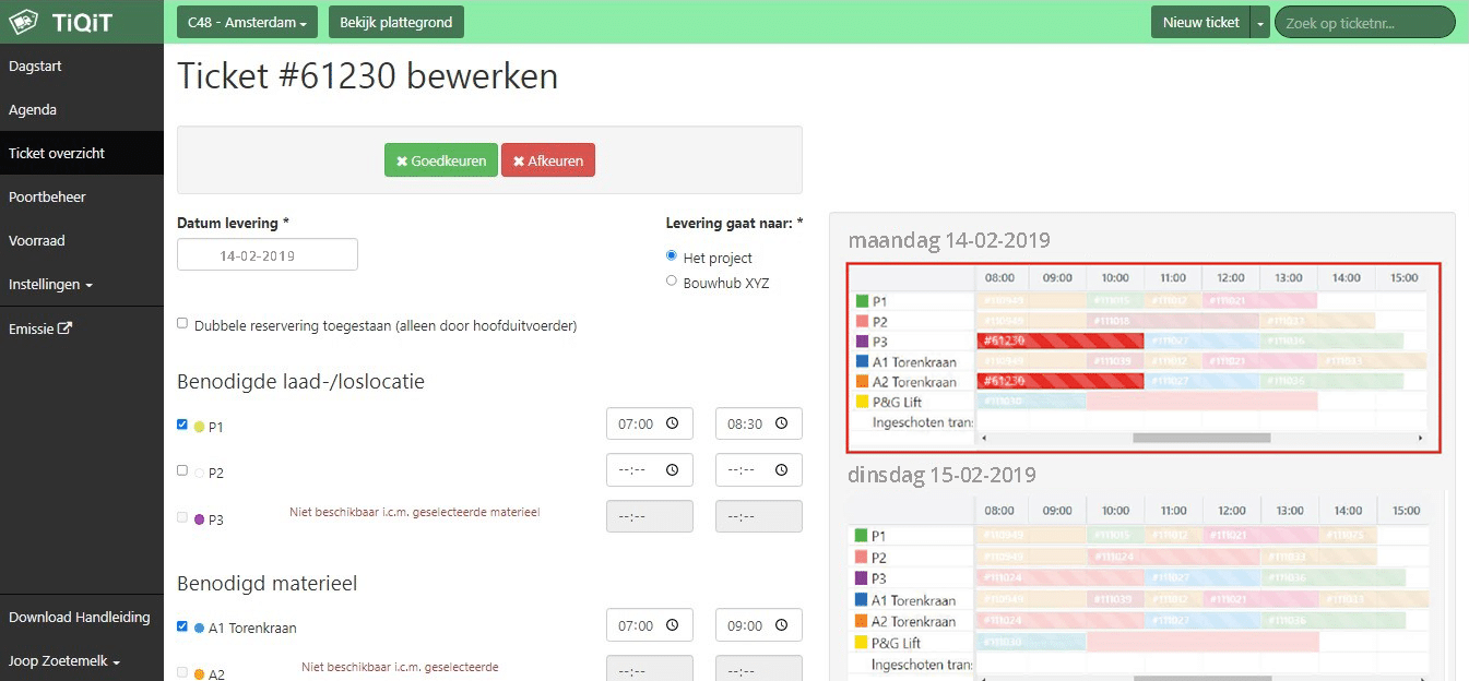 Bouwticket module - ticket bewerken