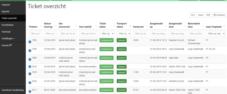 Bouwticket module - ticket overzicht